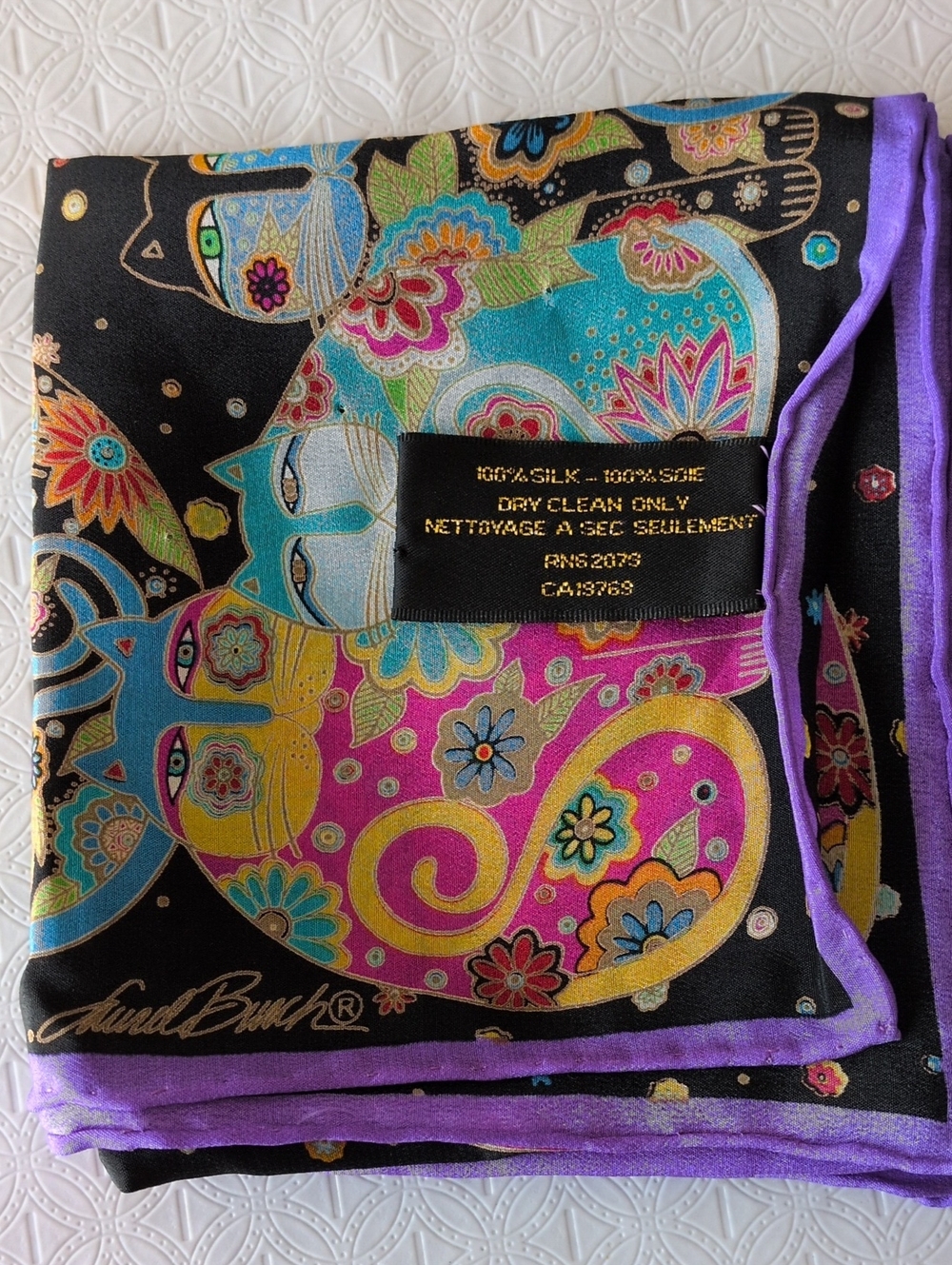 Laurel Burch Silk Square Cat Scarf - Picture 8 of 8